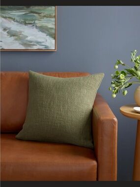 Quince Olive Cotton Slub Pillow Cover 20 x 20